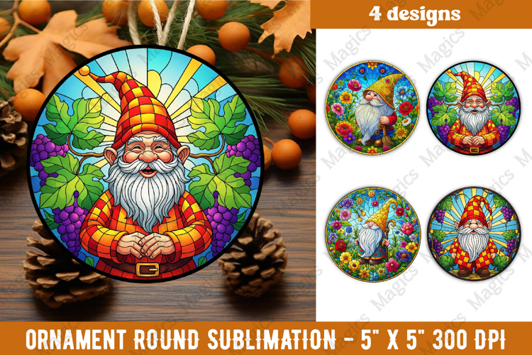 Fall Stained Glass PNG | 4 Fall Ornament Design