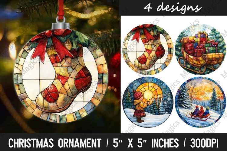 4 Christmas round ornaments sublimation