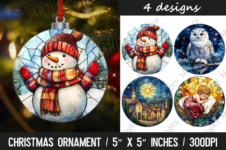 4 Christmas round ornaments sublimation