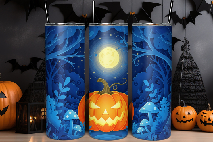 Halloween Pumpkin Tumbler Wrap Design