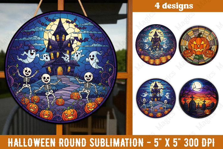 Halloween sublimation ornament | Halloween stained glass PNG