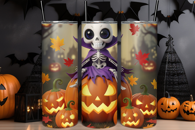 Cute Skeleton Halloween Tumbler Wrap