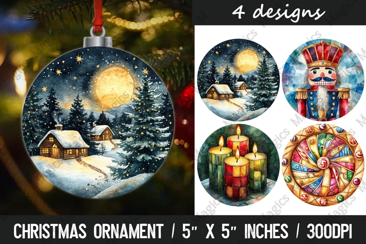 4 Christmas round ornaments sublimation