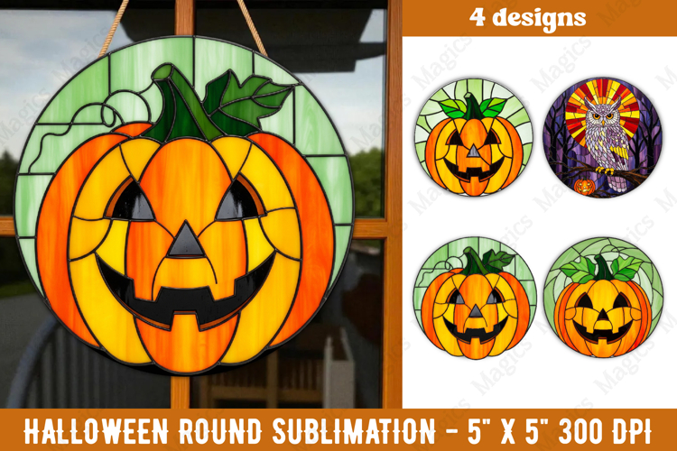 Halloween sublimation ornament | Halloween stained glass PNG