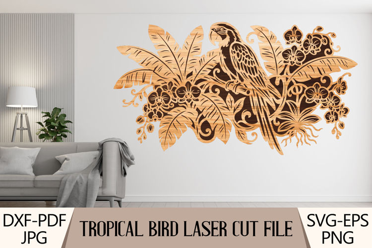 Tropical Bird Laser Cut File