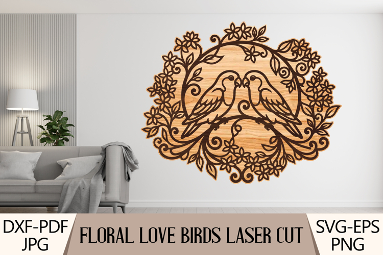Floral Love Birds Laser Cut