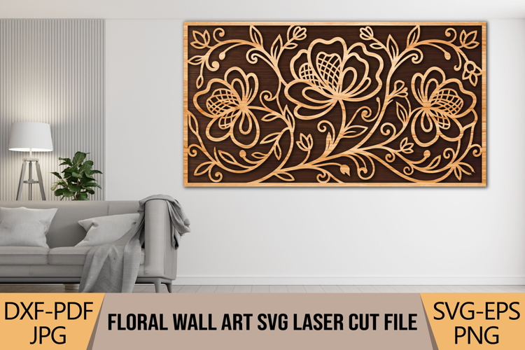 Floral Wall Art SVG Laser Cut File