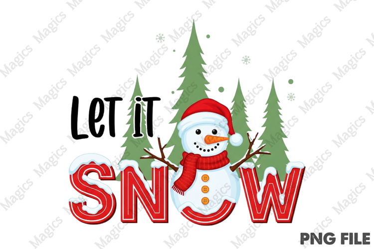 Let Snow Snowman Snowflake Merry Christmas example image 1