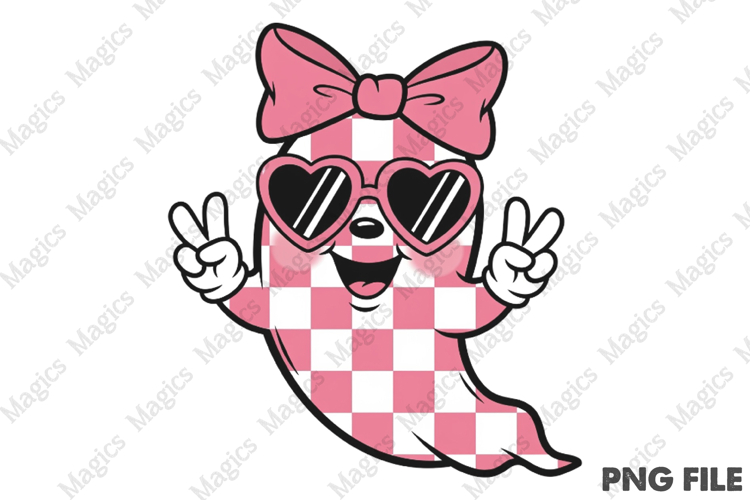 Cute Girly Ghost Halloween PNG example image 1