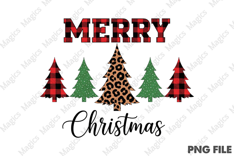 Plaid Christmas Tree Winter Forest Leopard