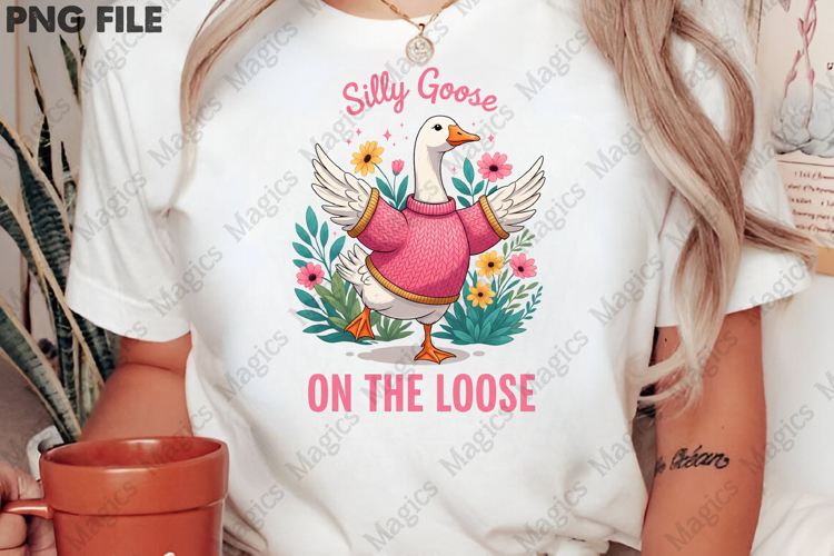 Silly Goose in Pink Sweater PNG
