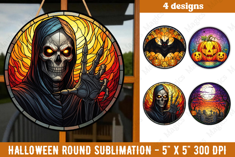 Halloween sublimation ornament | Halloween stained glass PNG