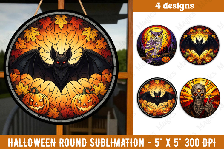 Halloween sublimation ornament | Halloween stained glass PNG