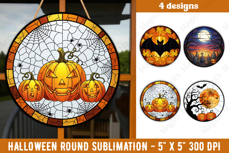 Halloween sublimation ornament | Halloween stained glass PNG