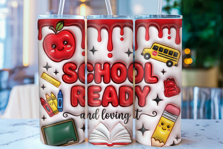 School Ready Back to School Tumbler Wrap PNG