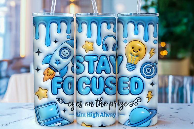 Stay Focused Space School Tumbler Wrap PNG