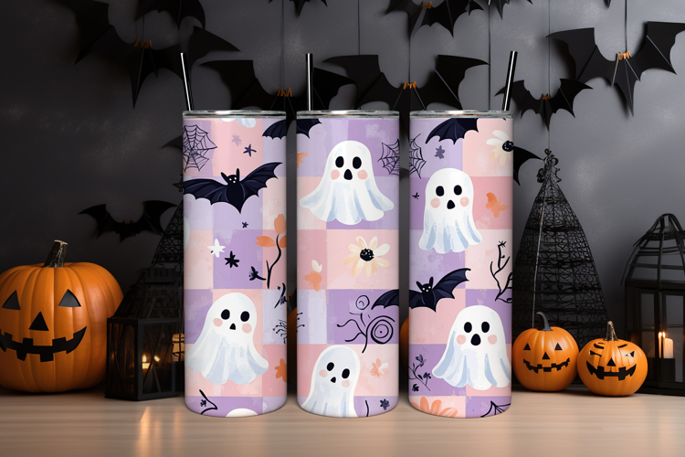 Retro Halloween Tumbler Wrap PNG