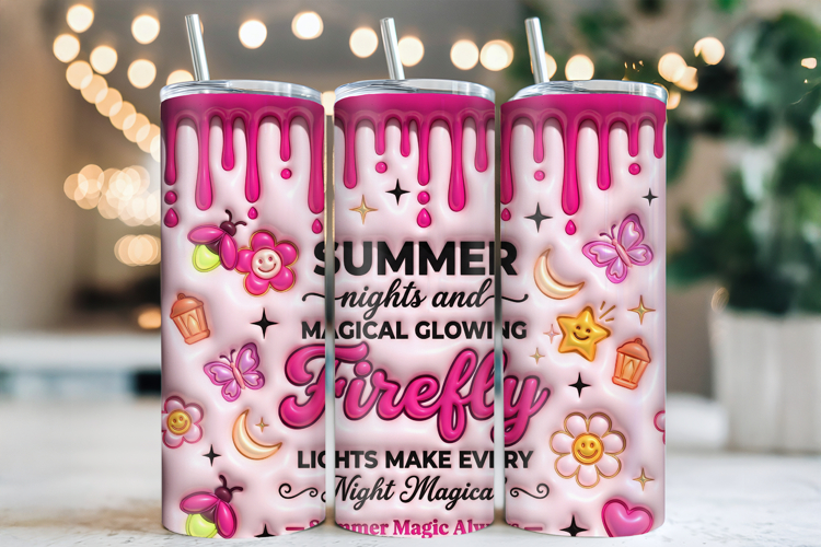 3D Inflated Summer Tumbler Wrap PNG