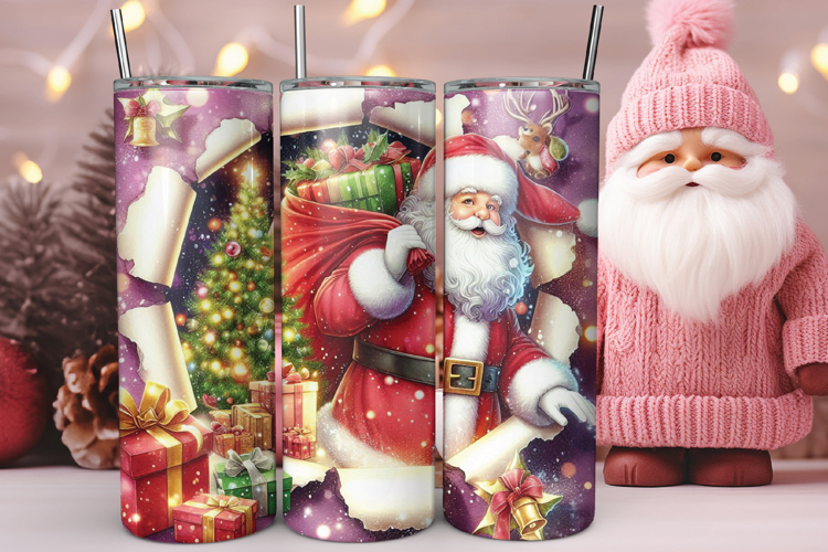3d Christmas Santa Tumbler Wrap