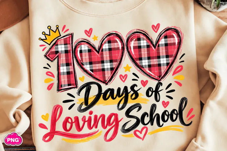 100 Days of Loving School PNG, Happy 100 Days Of School PNG