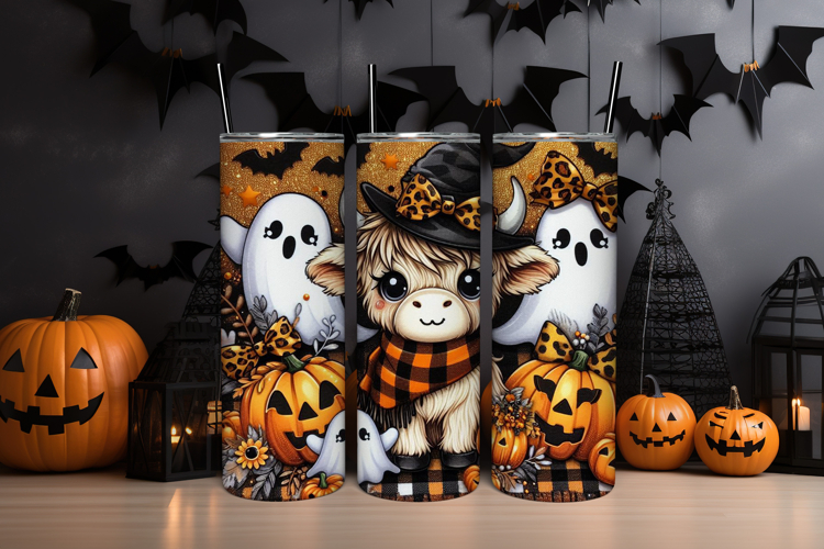 Halloween Highland Cow Tumbler Wrap