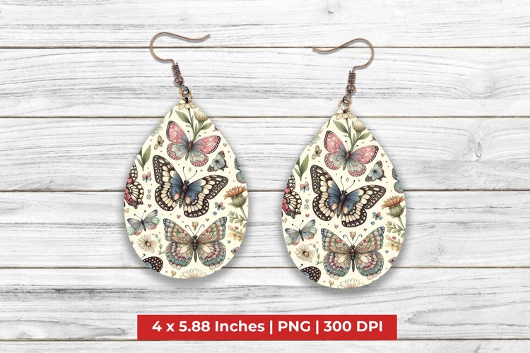 Butterflies And Flowers Teardrop Earrings
