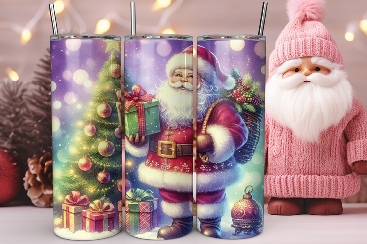 3d Christmas Santa Tumbler Wrap