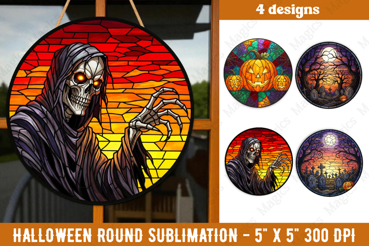 Halloween sublimation ornament | Halloween stained glass PNG