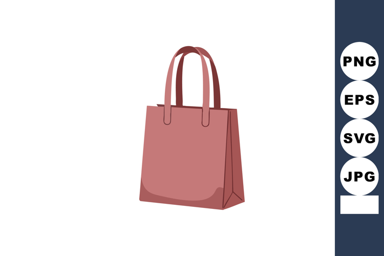 Pink shopping bag with handles simple stylish vector illustr
