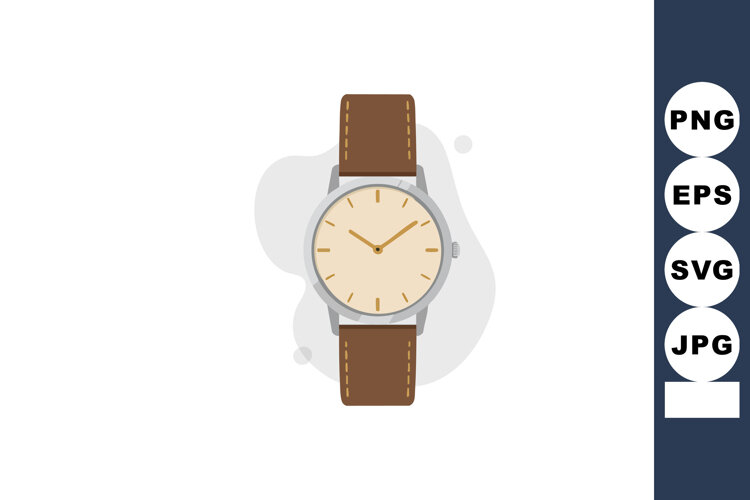 Wristwatch with brown leather strap classic round dial minim example image 1