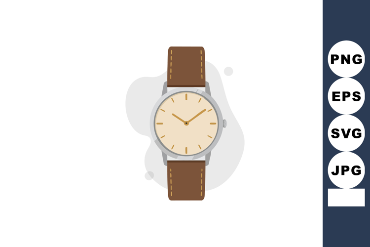 Wristwatch with brown leather strap classic round dial minim