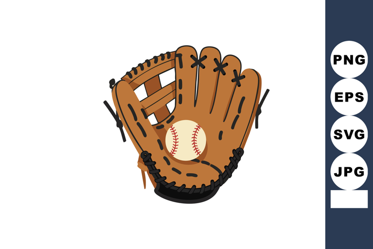 Baseball glove catching ball vector illustration in sport eq