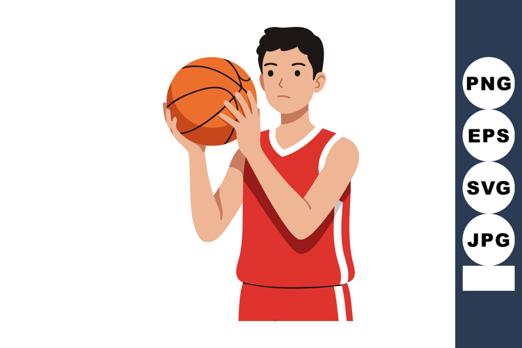 Basketball Player Holding Ball Preparing to Shoot in Red Spo
