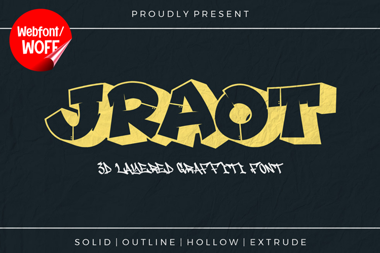 Jraot | 3D Layered Graffiti Webfont for Bold Urban Design