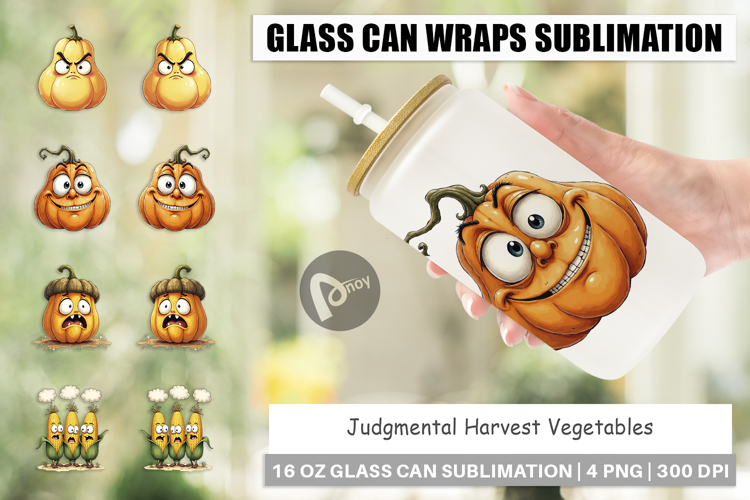 Judgmental Vegetables Glass Can