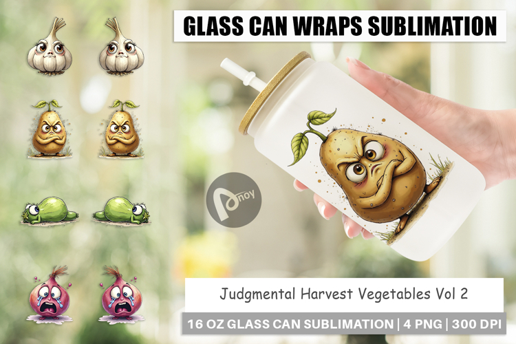 Judgmental Vegetables Glass Can