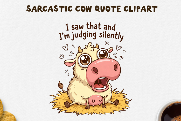 Sarcastic Cow PNG Sublimation Design.