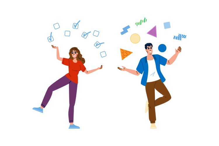 focus juggling multiple tasks vector