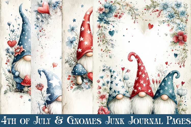 July 4th Junk Journal Pages, Gnome Junk Journal Pages, s4