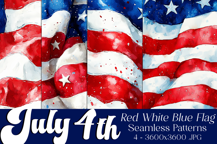 July 4th Patterns, American Flag Seamless Patterns s1
