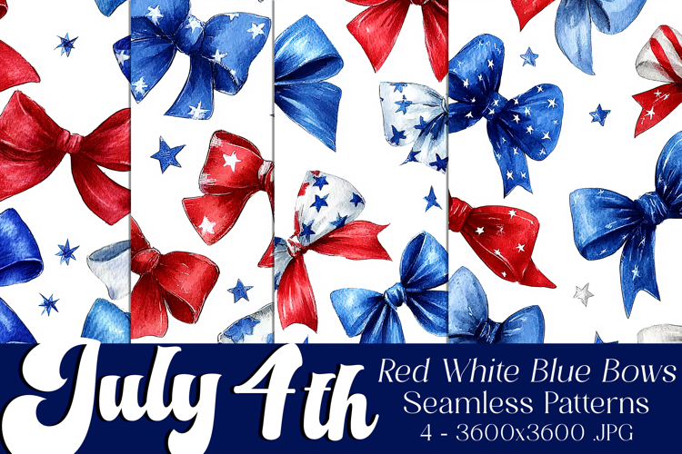 July 4th Patterns, 4th of July Bows Seamless Patterns s1