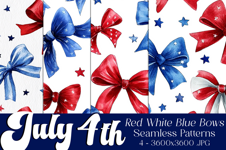 July 4th Patterns, 4th of July Bows Seamless Patterns s2