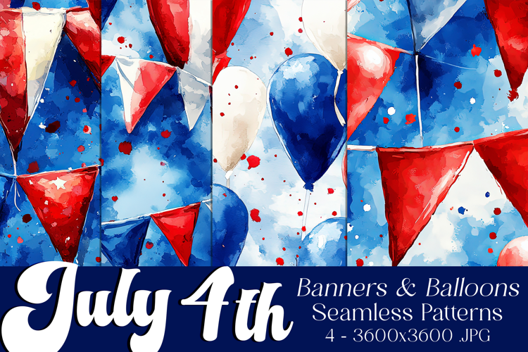 July 4th Patterns, 4th of July Banners Balloons Patterns
