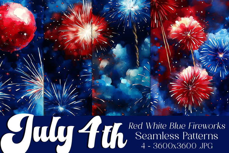 July 4th Patterns, 4th of July Fireworks Seamless Patterns 2