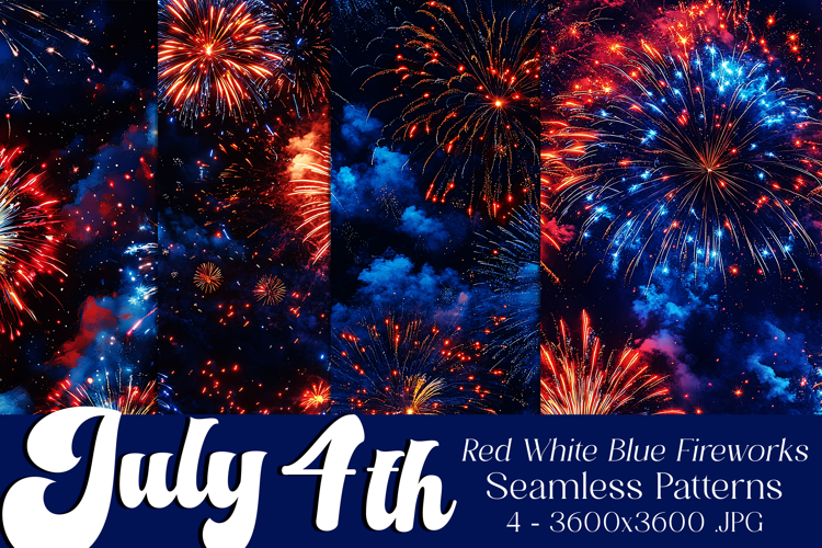 July 4th Patterns, 4th of July Fireworks Seamless Patterns 3