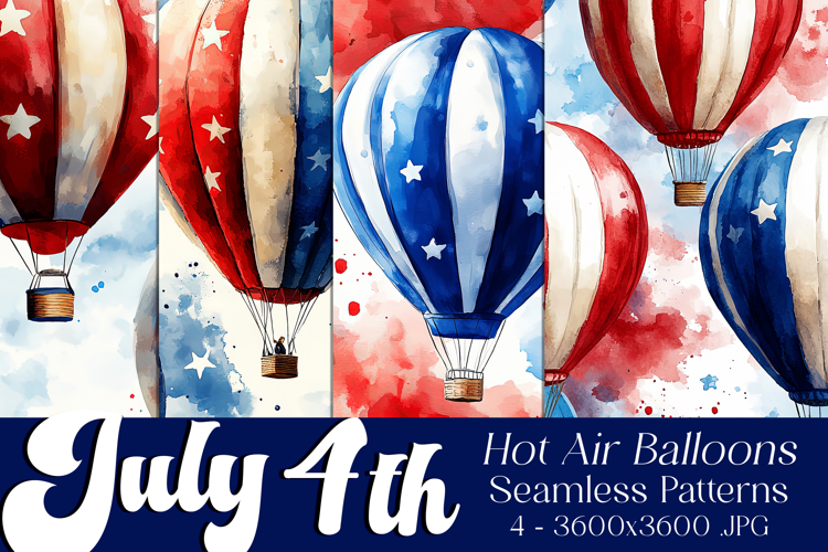 July 4th Patterns, 4th of July Hot Air Balloons Patterns s1
