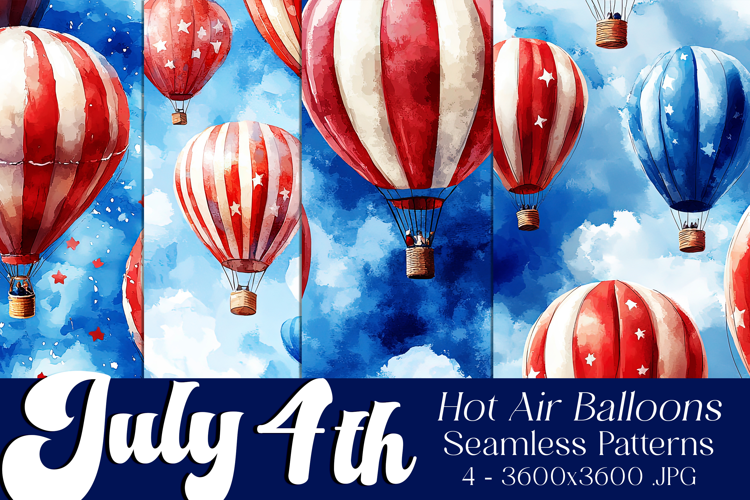 July 4th Patterns, 4th of July Hot Air Balloons Patterns s2