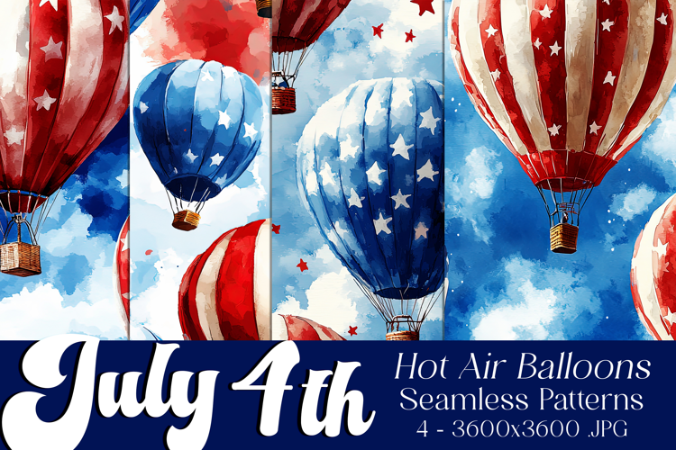 July 4th Patterns, 4th of July Hot Air Balloons Patterns s3