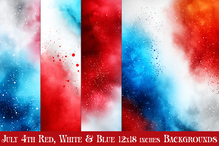 July 4th Backgrounds, Red White and Blue Watercolor Papers