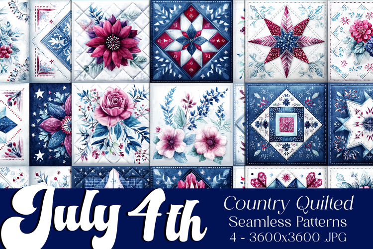 July 4th Patterns, 4th of July Quilt Seamless Patterns, s2